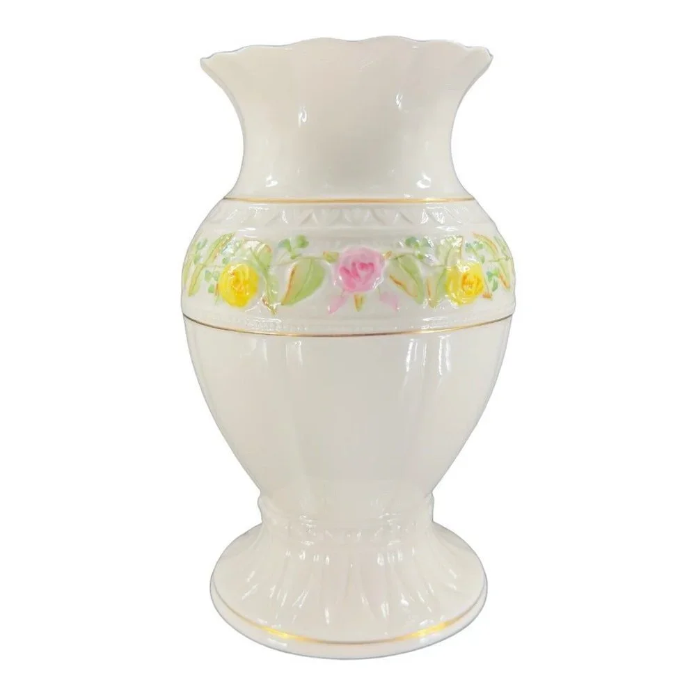 Vintage BELLEEK Classic‎ Rose Collection Large Size Porcelain Vase Vessel Marked
